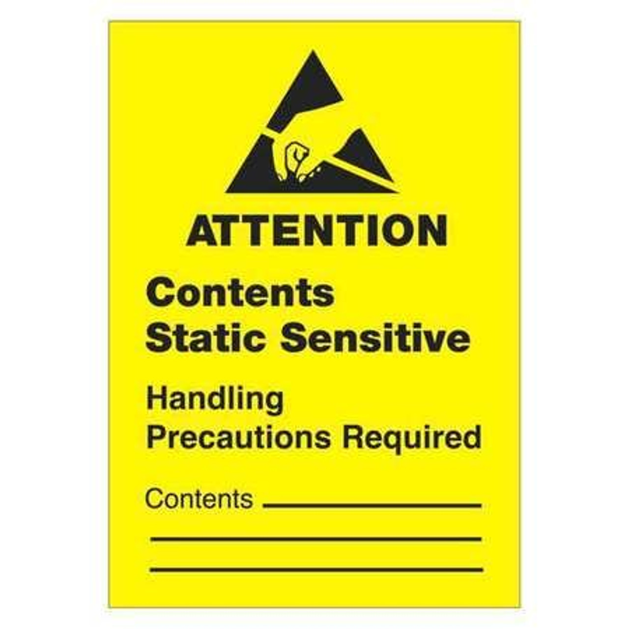 TAPE LOGIC DL9120 1 3/4" X 2 1/2" - "CONTENTS STATIC SENSI
