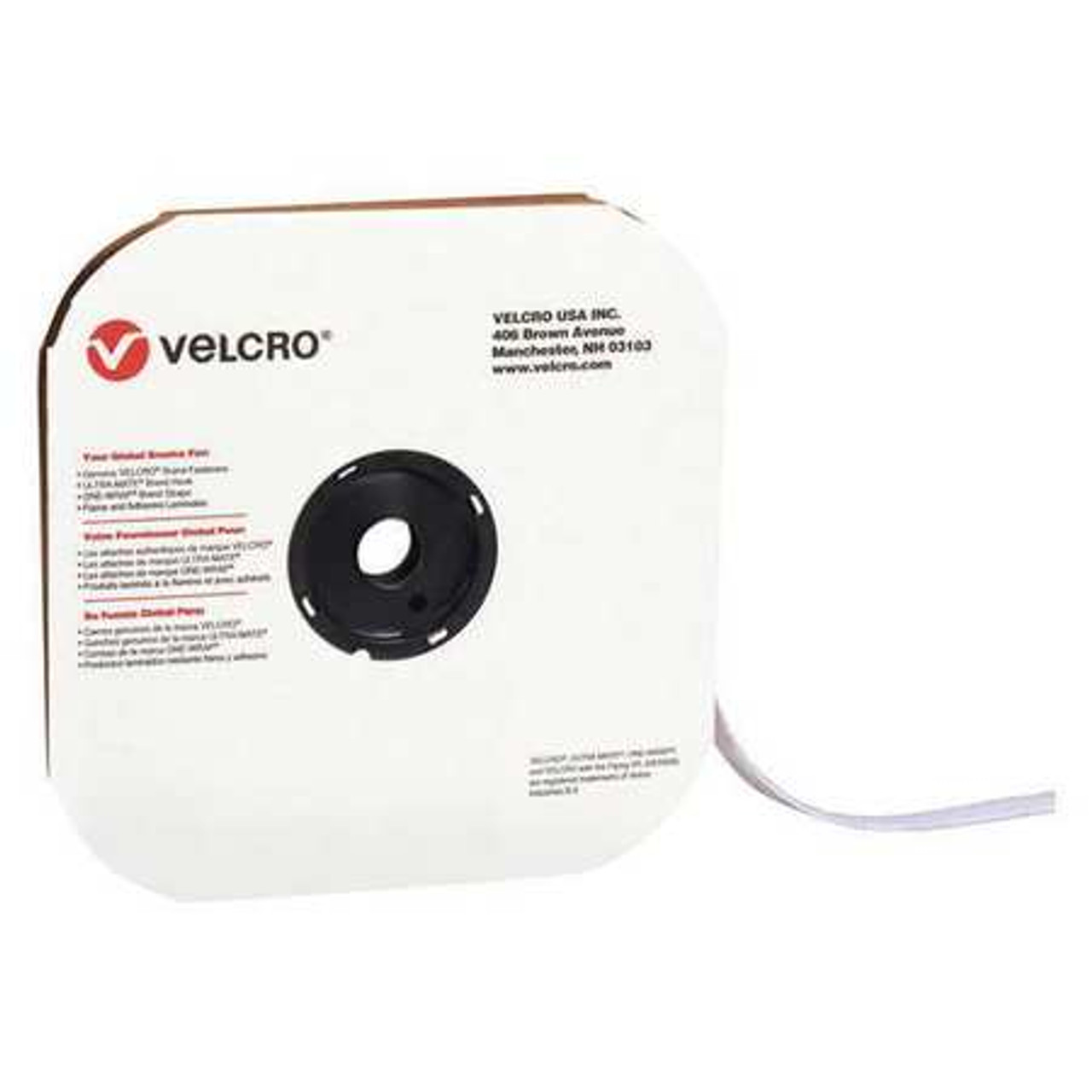 VELCRO VEL156 TAPE,1/2" X 75' , HOOK , WHITE, VELCRO