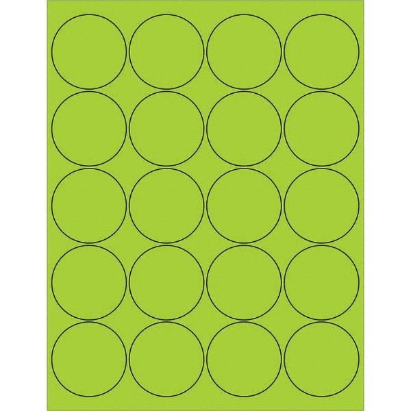 TAPE LOGIC LL197GN 2" FLUORESCENT GREEN CIRCLE LASER LABELS