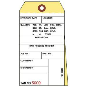 USC S-6455PLAIN 2-PART INVENTORY TAGS - CARBONLESS, PLAI