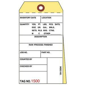 USC S-5589PLAIN 2-PART INVENTORY TAGS - CARBONLESS, PLAI