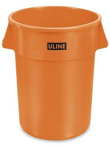 USC H-3688O ULINE TRASH CAN - 44 GALLON, ORANGE