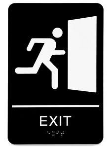 USC S-22034BL PLASTIC ACCESS SIGN - "EXIT", BLACK