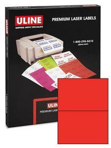 USC S-21854R ULINE TRUE COLOR LASER LABELS - RED, 8 1