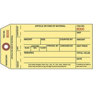 USC S-6450PLAIN 1-PART STUB STYLE INVENTORY TAGS - PLAIN