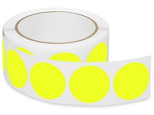 USC S-21646Y REMOVABLE ADHESIVE CIRCLE LABELS - FLUOR