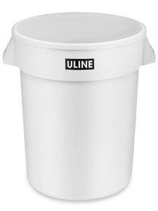 USC H-3687W ULINE TRASH CAN - 32 GALLON, WHITE