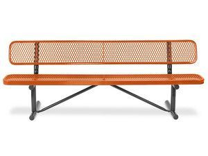 USC H-2294O-P METAL BENCH WITH BACK - 6', ORANGE