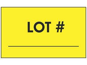 USC S-24230 PRODUCTION LABELS - "LOT #", 3 X 5"