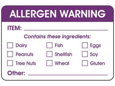 USC S-24425 ALLERGEN WARNING LABEL - 2 X 3"