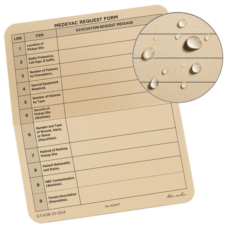 RITE IN THE RAIN 9L991T 6 X 5 9-LINE COMBAT CARD