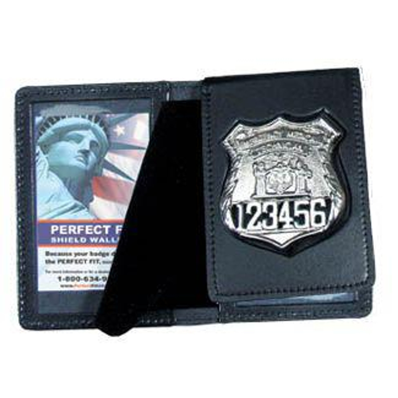 PERFECT FIT 852 DUTY LEATHER FLIP OUT BADGE & DOUBLE ID 