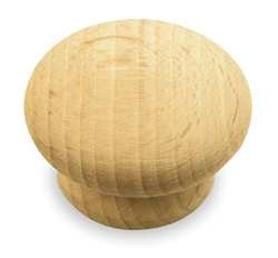 GRAINGER GLOBAL SOURCING 1XNR3 CABINET KNOB ROUND BEECH WOOD PK5