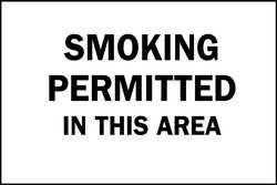 BRADY SPC ABSORBENTS 25148 SMOKING PERMITTED SIGN,10X14