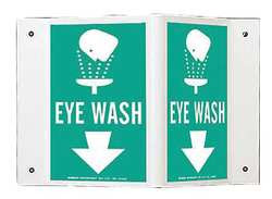BRADY SPC ABSORBENTS 45363 SIGN,EYE WASH,5-1/2X10",WHT/GRN,ENG