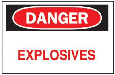 BRADY SPC ABSORBENTS 75639 10"X14" FIBERGLASS DANGER EXPLOSIVES SIG