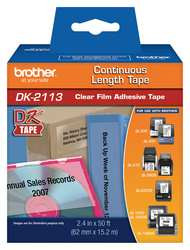 BROTHER DK2113 CONTINUOUS LENGTH FILM LABEL,BLACK,CLEAR