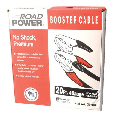 COLEMAN CABLE 08766 16' 500AMP 4GA. BLACK BOOSTER CABLE W/ H