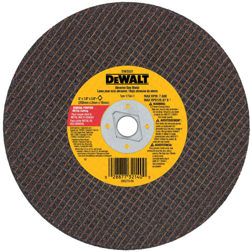 DEWALT TOOLS DW3531 8"X1/8" METAL ABRASIVE SAW BLD(BLK)