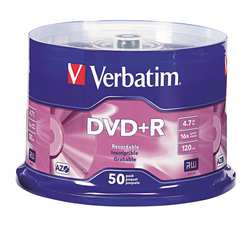 VERBATIM VER95037 PACK OF (50) SILVER DVD+R DISCS