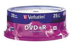 VERBATIM VER95033 DVD-R DISC,SILVER,4.7GB CAP.,PK25