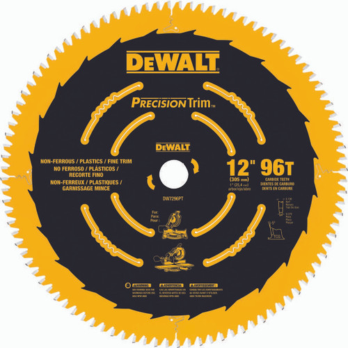 DEWALT TOOLS DW7296PT FINE CROSSCUT BLADE, 12-IN., 96-TEETH