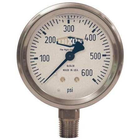 DIXON VALVE  COUPLING GLS417 LIQUID FILL SS GAUGE LOWER MNT 0-160PSI