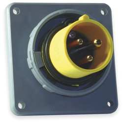 HUBBELL HBL320B4W IEC PIN AND SLEEVE INLET 20A 125V YELLOW