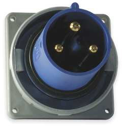 HUBBELL HBL360B6W IEC PIN AND SLEEVE INLET 60A 250V BLUE