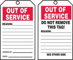 ACCUFORM SIGNS TAR714 SAFETY & FACILITY TAGS; MESSAGE TYPE: AC
