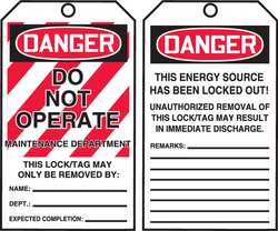 ACCUFORM SIGNS TAR474 DANGER TAG BY THE ROLL 6-1/4X3 PK250