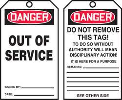 ACCUFORM SIGNS TAR148 DANGER TAG BY THE ROLL 6-1/4 X 3 PK 250