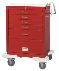 LAKESIDE C-530-P2K-1R EMERGENCY CART,25X32X45,RED,5 DRAWER