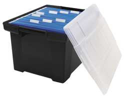 STOREX STX61528U01C FILE BOX,BLACK; CLEAR,10.88" H