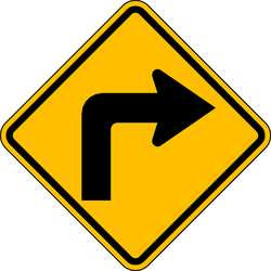 LYLE W1-1R-12HA TRAFFIC SIGN 12 X 12IN BK/YEL SYM