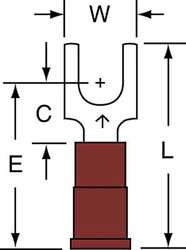 3M MNG18-10FBK FORK TERMINAL,TIN,COPPER,RED