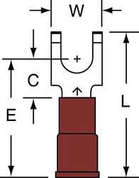3M MNG18-10FFBK FORK TERMINAL,TIN,COPPER,RED