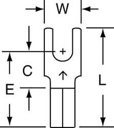 3M MU10-6FBK FORK TERMINAL,BLOCK,#6 STUD,BARE,PK500