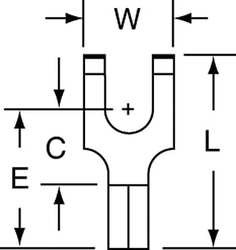 3M MU18-6FBK FORK TERMINAL,BLOCK,#6 STUD,BARE,PK1000