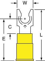 3M MV10-10FLK FORK TERMINL,LCKNG,#10 STUD,YELLOW,PK500