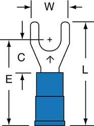3M MV14-10FK FORK TERMINAL,STD,#10 STUD,BLUE,PK1000