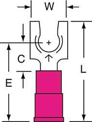 3M MV18-10FLK FORK TERMINAL,LOCKNG,#10 STUD,RED,PK1000