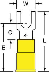 3M MVU10-10FFBK FORK TERMINL,BLOCK,#10 STUD,YELLOW,PK500