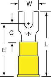 3M MVU10-6FBK FORK TERMINAL,BLOCK,#6 STUD,YELLOW,PK500