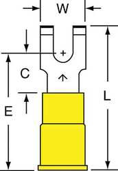 3M MVU10-6FFBK FORK TERMINAL,BLOCK,#6 STUD,YELLOW,PK500