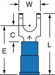 3M MVU14-10FFBK FORK TERMINAL,BLOCK,#10 STUD,BLUE,PK1000