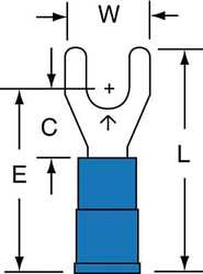 3M MVU14-8FK FORK TERMINAL,STD,#8 STUD,BLUE,PK1000
