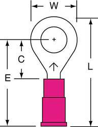 3M MVU18-14R/SK RING TERM,VINYL,1/4 IN.,1.080 IN.,PK1000