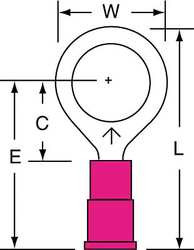 3M MVU18-38RK RING TERM,VINYL,3/8 IN.,1.130 IN.,PK1000