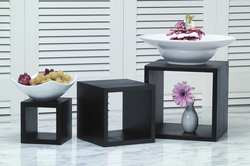 AMERICAN METALCRAFT RSB1 RISER SET OF 3 SQUARE WOOD BLK